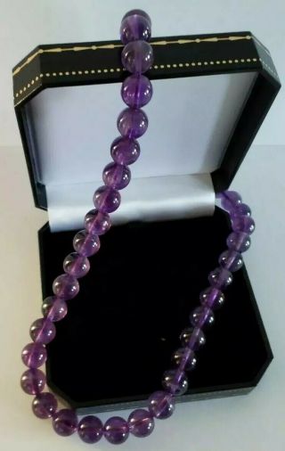Vintage Natural Cabouchon Amethyst Necklace With Silver Screw Clasp
