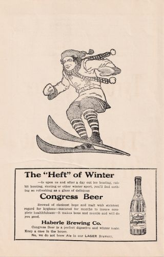 1911 Haberle Brewing Co,  Syracuse,  York Congress Beer Winter Advertisement