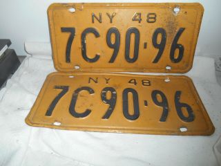 Vintage Pair 1948 York License Plates 7c 90 - 96.  L@@k