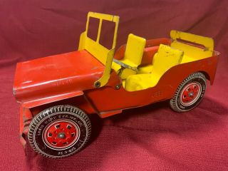 Vintage Marx Metal Jeep W/ Steering Wheel Intacted