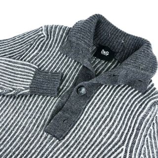 Mens VTG DOLCE GABBANA Button Jumper Grey Wool Cardigan Pullover Sweater / S - M 2
