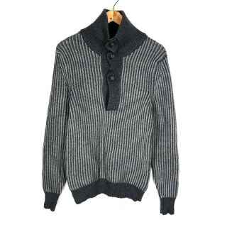 Mens VTG DOLCE GABBANA Button Jumper Grey Wool Cardigan Pullover Sweater / S - M 3