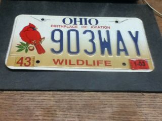 License Plate Vintage Ohio " Birthplace Aviation " 903way Wildlife Cardinal Rustic