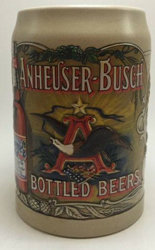 Vintage 1991 Anheuser Busch Beer Stein Mug Budweiser Bottled Beer By Ceramarte