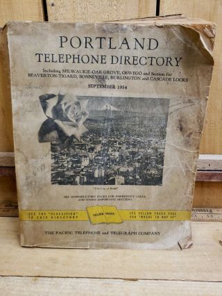 1954 Portland Or Telephone Directory Phone Book Yellow Pages Genealogy Vintage