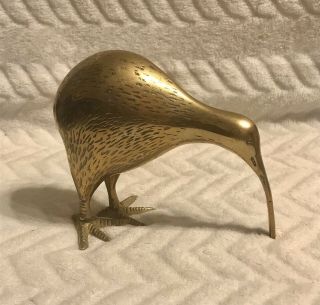 Vintage Heavy Solid Brass Model Of A Kiwi Bird