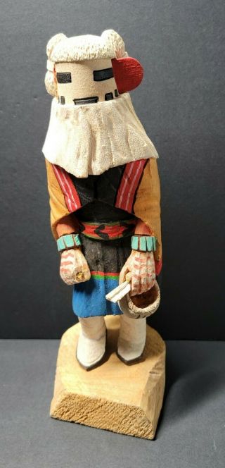 Vintage Hopi Snow Maiden Kachina Signed Albert Honie Hand Carved & Painted As - Is
