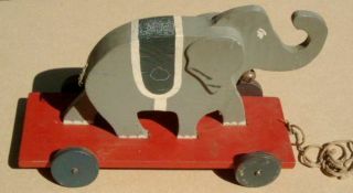 1940s/1950s Handcrafted Wooden Elephant Pull Toy
