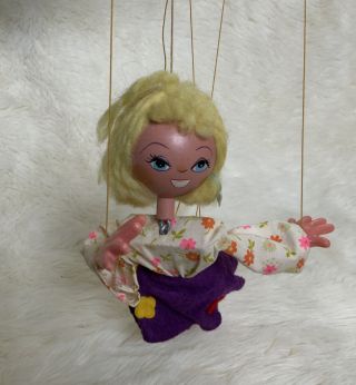 Vintage Pelham String Puppet Marionette Dutch Girl Hand Made Blonde Wood
