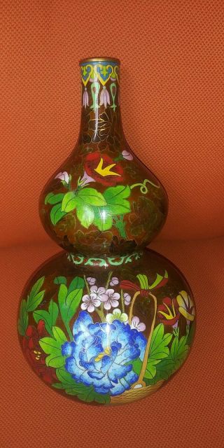 Chinese Cloisonne Enamel Copper Or Brass Floral Vase