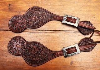 Ladies Carved Handmade Cowboy Spur Straps By Pappas