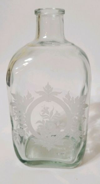 Faux Etched Whiskey Bottle Decanter Made In Portugal 750 Ml 1993 Vintage