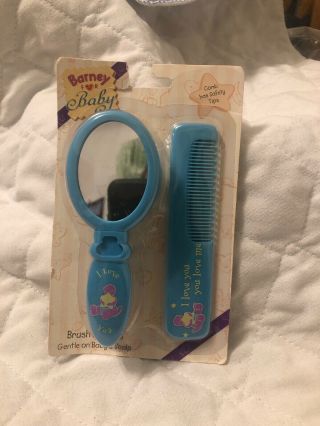 Barney Brush & Comb Set For Baby Factory Rare 2000