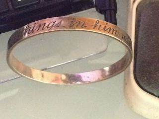 James Avery " I Can Do All Things.  " Sterling Silver Bangle Bracelet,  Vintage