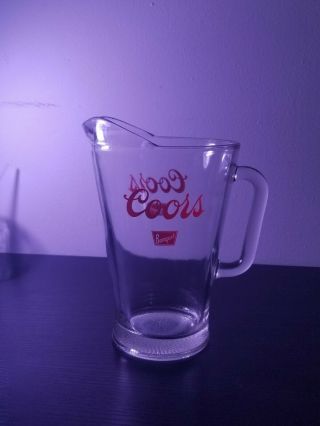 Vintage Coors Banquet Beer Pitcher 1970s Clear Heavy Glass Pitcher