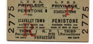 Penistone To Staveley Town Railway Ticket (l.  N.  E.  R)