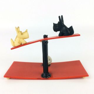Vintage Japan Miniature Celluloid Figure Toy Scottie Dogs 1950s