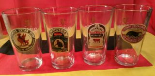 (4) Guinness - Extra Stout - Pint Beer Glasses - Liverpool - Hamburg - London