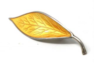 Vintage Sterling Silver 925 David Andersen Yellow Enamel Leaf Brooch 585