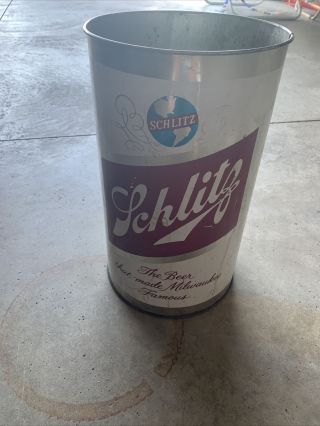 Collectible Schlitz Beer Trash Can (vintage).  Approximately 15” X 8”