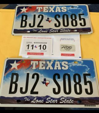 Texas License Plates Matching Pair (2) Over 3 Years Old