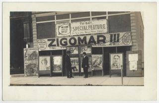 1915 Movie Theatre Close Up - Real Photo Movie Posters - Vintage Postcard