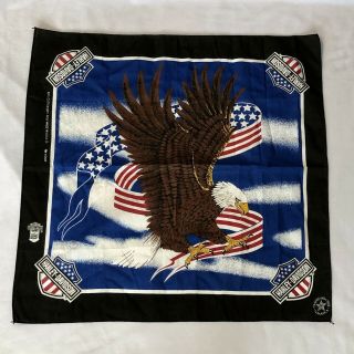 Vintage Harley Davidson Flag Bandana Doo Rag Eagle Red White Blue Patriotic Usa