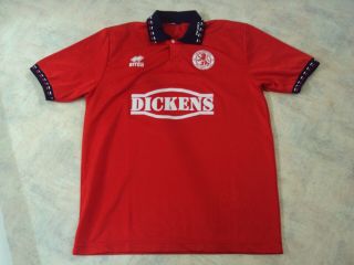 Vintage Middlesbrough Fc 1994 - 95 Errea Dickens Home Shirt Size M/l