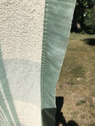 VTG Cotton Camp Blanket Double Extra Long Check Green Stripe Blanket 154”X70” 3
