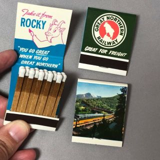 3 Great Northern Railway Railroad Full Matchbook Vintage Advertising Rocky