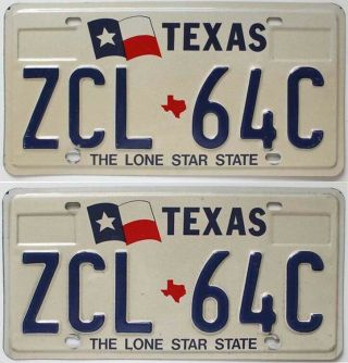 Vintage Texas 1990s License Plate Pair,  Zcl 64c