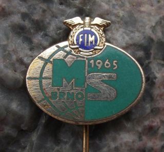 1965 Fim Motorcycle World Championship Grand Prix Motogp Racing Pin Badge Brno