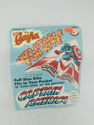 Captain America Vintage Inflatable Fun Kite Gayla 1985 In Package