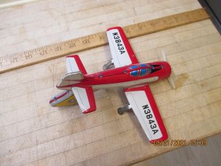 Vintage S&e Tin Toy Friction Trigger Action Airplane Made In Japan