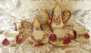 Vintage Japanese Yamayo Grace China Tea Service W/ Musical Teapot -