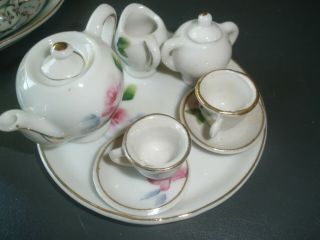 Vintage Miniature Porcelain 10 Piece Tea Set " Floral Design " Japan