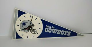 Nfl Dallas Cowboys Electronic Clock Pennant Football Vintage 1991 Memorabilia
