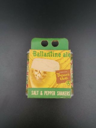 Vintage Ballantine Beer Ale Advertising Salt & Pepper Shakers Nos