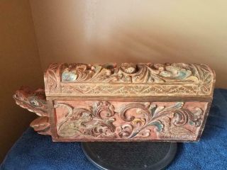 Vintage Wooden Hand Carved Temple Box From Bali,  Indonesia 21 " X 9 " X 4 "