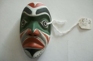 Vintage Northwest Coast Indian Miniature Wood Carved Mask Signed Eavalle