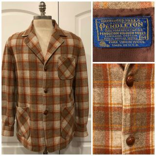 Vintage Pendleton Woolen Mills Plaid Shakett Field Jacket Blazer Wool Size M Usa