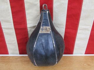 Vintage 1940s G&s Boxing Black Leather Punching Speed Bag York Great Display