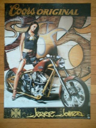 West Coast Choppers Jesse James Coors Beer Biker Girl Poster 18 X 24