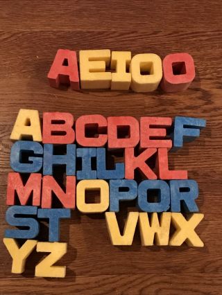 Vintage 1971 Mattel Tuff Stuff Alphabet Letter Blocks 30 Piece