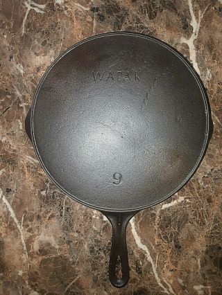 Vintage Wapak 9 Cast Iron Skillet With Heat Ring