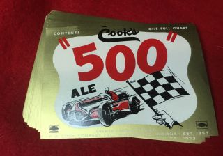 75 Vintage Cooks 500 Ale Beer Bottle Labels Indy Racing Car Evansville Indiana