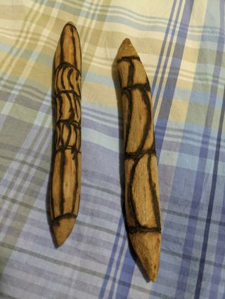 Australian Aboriginal Clapping Sticks With Poker Work Wooden Raw