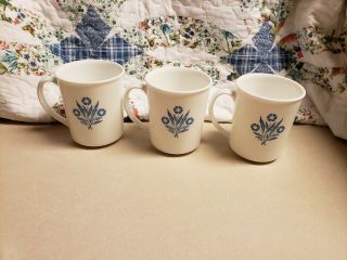 3 Vintage Corning Ware Blue Cornflower / Coffee Mug