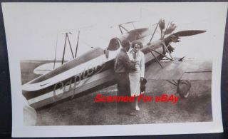 1931 Photo Tex Rankin & Dot Hester Capron Biplane Air Show Pilots 590