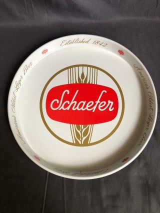 Vintage Schaefer Metal Beer Tray 12 " Diameter 1960 Breweriana Rd